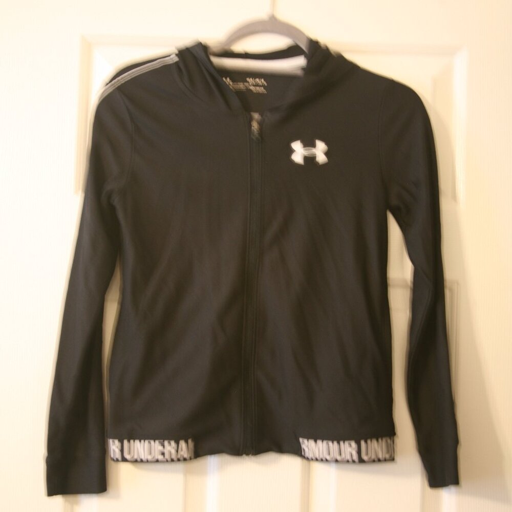 Under Armour Youth Hooded Zip Up Heat Gear Jacket, Size YL, Black